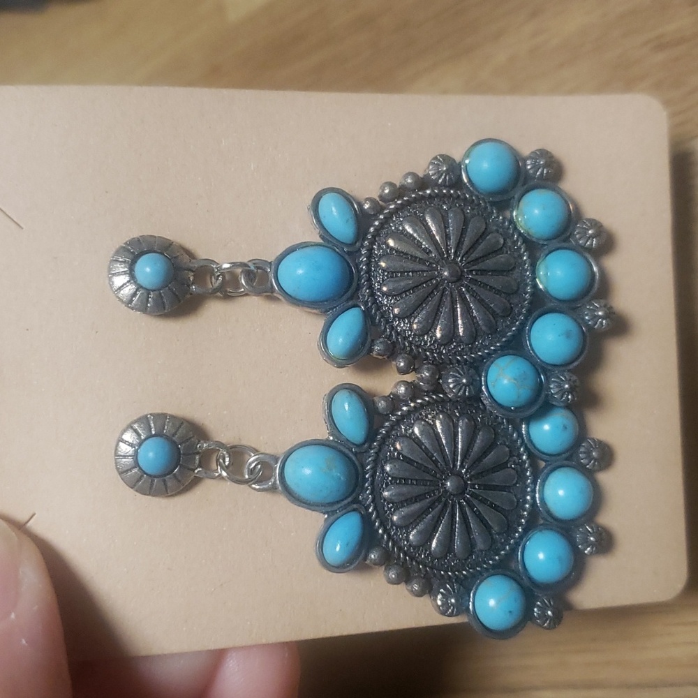 Turquoise concho earrings